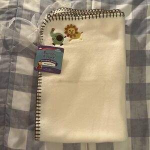 Parents Choice Lovey Baby Blanket Elephant Lion Fleece Stitched Trim 30 By 40